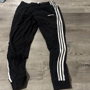 Adidas Kids Black Joggers with White Stripes
